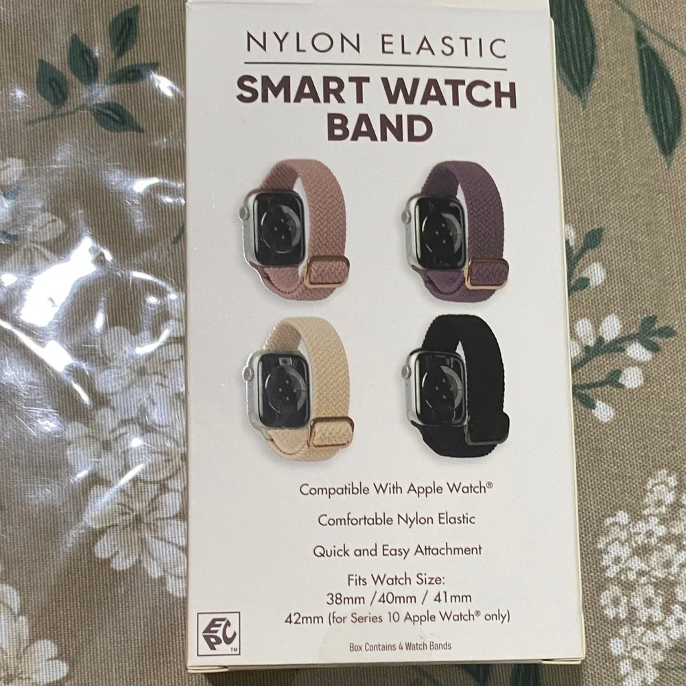 Nylon Elastic Smartwatch Band Set - Black, Brown, Tan, Cream